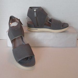 EILEEN FISHER Sz 7.5 Gray Sneaker Sport-Sandal Mesh w Rubber Sole Zip Ankle